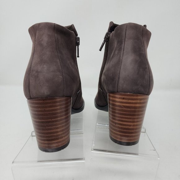 Ecco Western Booties Womens 5 Brown Nubuck Leather Zip Boots - Picture 6 of 8